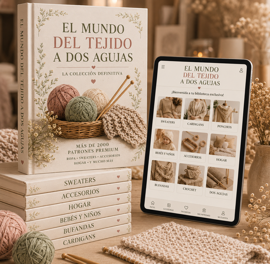 El mundo del tejido a dos agujas: crea piezas incribles 🌸 +🎁 7 bonus de regalo 🎁